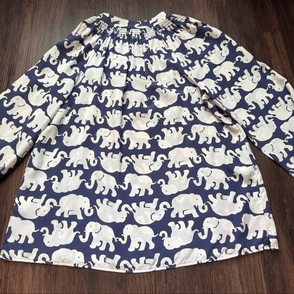 Lilly Pulitzer Elsa Elephant Navy and Cream Patterned Top - Picture 8 of 8